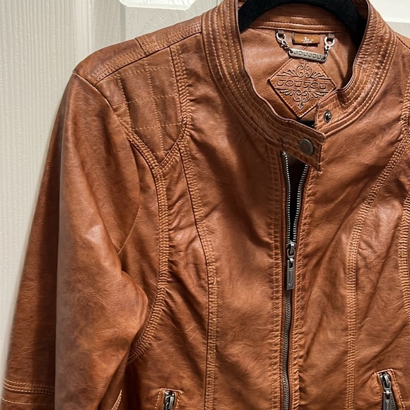 Jou Jou Vegan Leather Tobacco/Brown Light-Weight Jacket Size Large - Picture 4 of 13